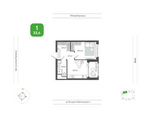 1-к квартира, вторичка, 34м2, 4/9 этаж