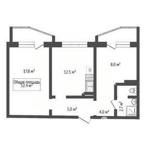 2-к квартира, вторичка, 52м2, 8/18 этаж