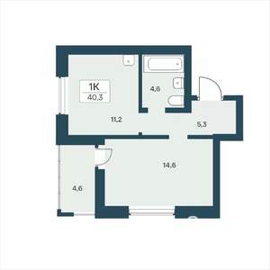 1-к квартира, вторичка, 40м2, 6/18 этаж