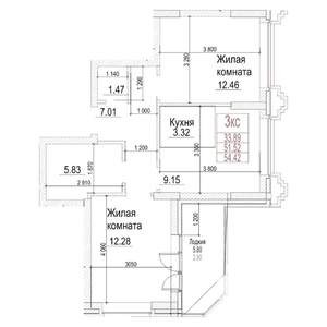 1-к квартира, строящийся дом, 52м2, 3/21 этаж