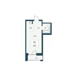 Студия квартира, вторичка, 29м2, 17/22 этаж