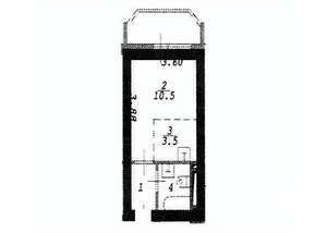 1-к квартира, вторичка, 19м2, 2/17 этаж