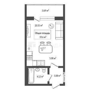 Студия квартира, вторичка, 34м2, 7/10 этаж
