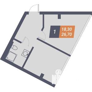 1-к квартира, вторичка, 27м2, 4/8 этаж