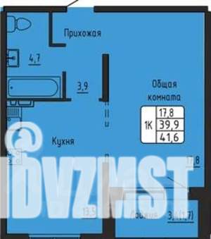 1-к квартира, вторичка, 42м2, 6/17 этаж