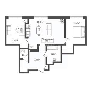 3-к квартира, вторичка, 72м2, 5/6 этаж