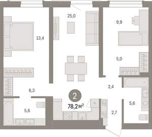 2-к квартира, вторичка, 78м2, 8/15 этаж