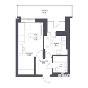 1-к квартира, вторичка, 47м2, 2/24 этаж