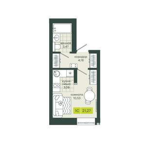 1-к квартира, вторичка, 21м2, 2/25 этаж