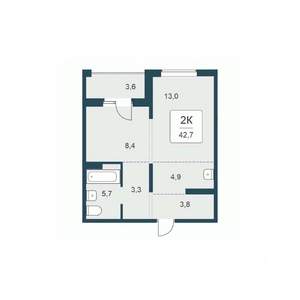 1-к квартира, вторичка, 43м2, 9/17 этаж