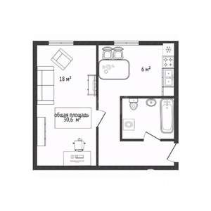 1-к квартира, вторичка, 31м2, 3/5 этаж