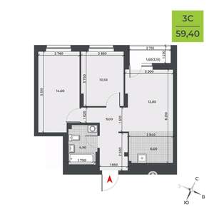 3-к квартира, вторичка, 59м2, 11/21 этаж