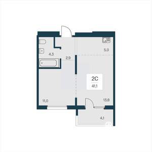 2-к квартира, вторичка, 41м2, 2/18 этаж