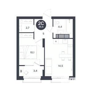 1-к квартира, вторичка, 37м2, 10/17 этаж