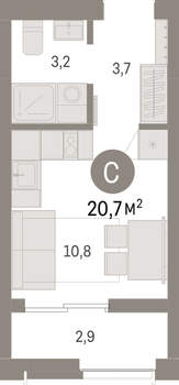 Студия квартира, вторичка, 21м2, 4/23 этаж