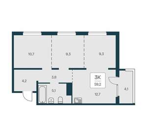 3-к квартира, вторичка, 59м2, 13/17 этаж