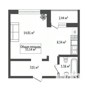 1-к квартира, вторичка, 34м2, 24/25 этаж