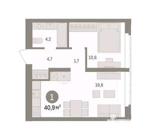 1-к квартира, вторичка, 41м2, 12/16 этаж