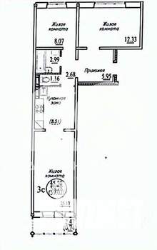 3-к квартира, вторичка, 58м2, 7/17 этаж