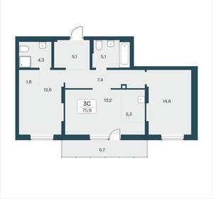 3-к квартира, вторичка, 76м2, 5/18 этаж