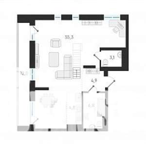 3-к квартира, строящийся дом, 92м2, 18/18 этаж