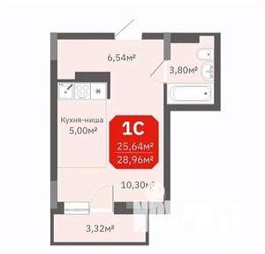Студия квартира, строящийся дом, 26м2, 12/17 этаж