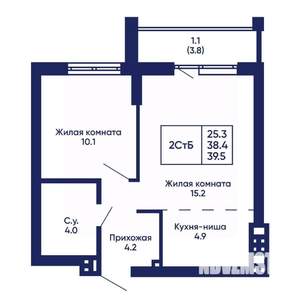 2-к квартира, вторичка, 40м2, 11/14 этаж