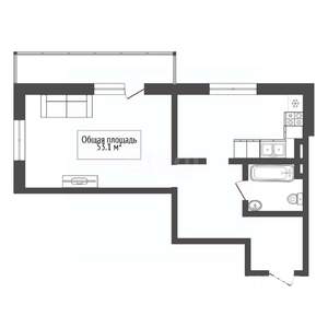 1-к квартира, вторичка, 53м2, 8/27 этаж