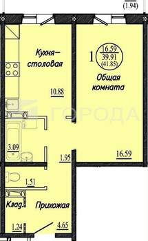 1-к квартира, вторичка, 40м2, 11/18 этаж