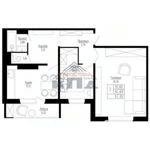 2-к квартира, вторичка, 67м2, 4/15 этаж