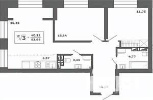 2-к квартира, вторичка, 64м2, 24/25 этаж