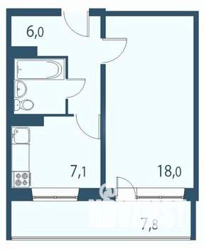 1-к квартира, вторичка, 39м2, 4/17 этаж