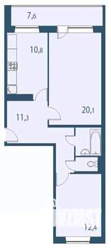 2-к квартира, строящийся дом, 62м2, 5/17 этаж