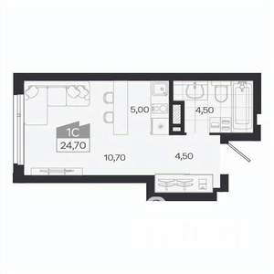 Студия квартира, вторичка, 25м2, 7/27 этаж