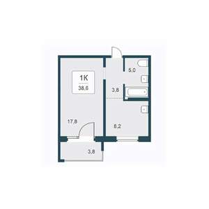 1-к квартира, вторичка, 39м2, 17/17 этаж