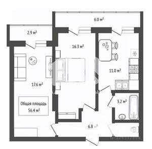 2-к квартира, вторичка, 56м2, 5/23 этаж