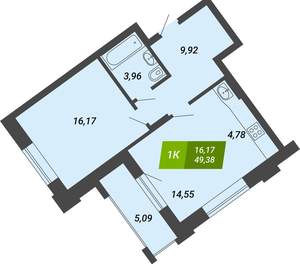 1-к квартира, вторичка, 49м2, 24/28 этаж