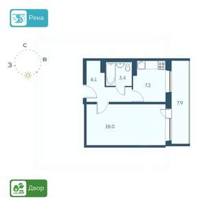 1-к квартира, строящийся дом, 39м2, 7/17 этаж