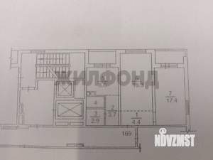 2-к квартира, вторичка, 57м2, 1/17 этаж