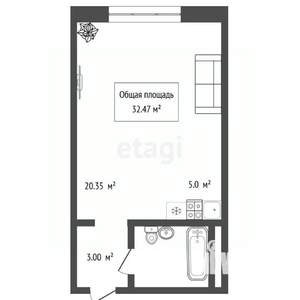 Студия квартира, вторичка, 34м2, 5/10 этаж