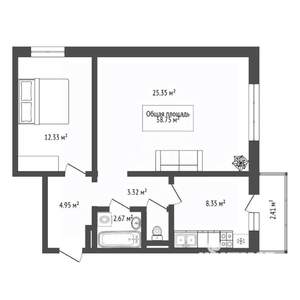 2-к квартира, вторичка, 59м2, 7/10 этаж