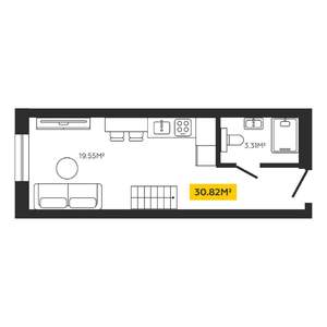 1-к квартира, вторичка, 31м2, 3/4 этаж