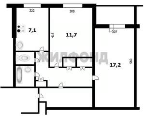 2-к квартира, вторичка, 47м2, 7/12 этаж