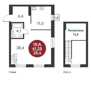 Студия квартира, вторичка, 62м2, 9/10 этаж