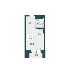 Студия квартира, строящийся дом, 29м2, 21/30 этаж