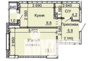 1-к квартира, вторичка, 36м2, 8/16 этаж
