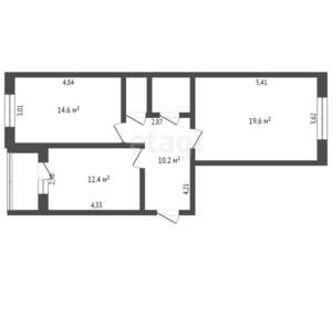 2-к квартира, вторичка, 61м2, 3/6 этаж
