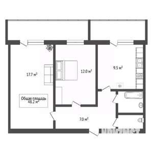 2-к квартира, вторичка, 48м2, 10/14 этаж