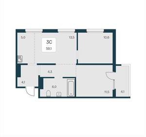 3-к квартира, вторичка, 59м2, 10/17 этаж