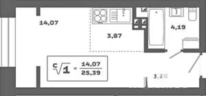 Студия квартира, вторичка, 25м2, 8/25 этаж